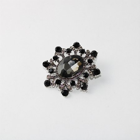 Broche Maxi de Metal com Pedra Facetada e Strass