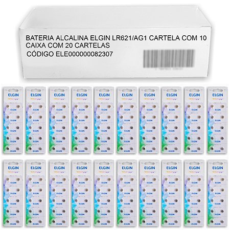200 Pilha (20 Cartela) Lr621 621 Ag1 1.5v Elgin Alcalina Bateria
