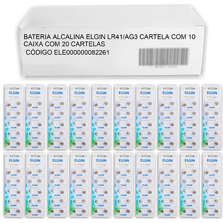 200 Pilha (20 Cartela) Bateria Linha Alcalina 1,5v LR41 LR 41 AG3 LR736 Elgin Original