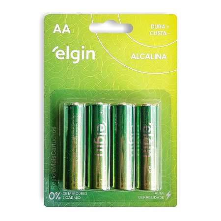 4 Pilha (1 Cartela) Lr6 Lr 6 Alcalina AA 1.5v Elgin Bateria