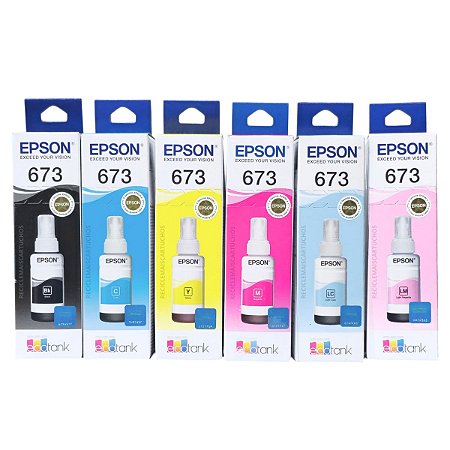 Kit 6 Refil de Tinta 673 ORIGINAL Para Epson Ecotank L800 L805 L850