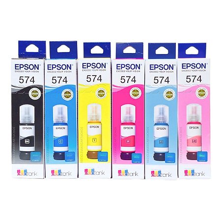 Kit 6 Refil de Tinta 574 ORIGINAL Para Epson Ecotank L8050 L18050