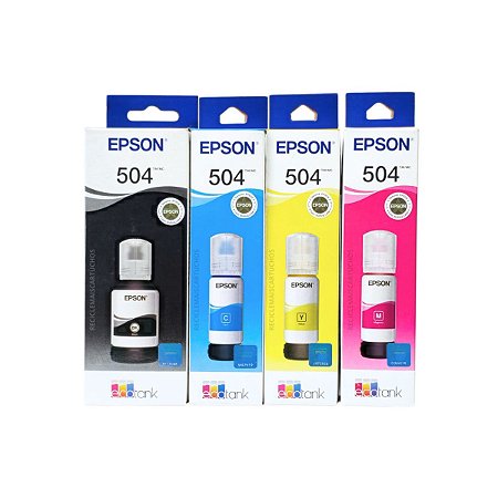 Kit 4 Refil de Tinta 504 ORIGINAL Para Epson Ecotank L4150 L4160 L6161 L6171 L6191