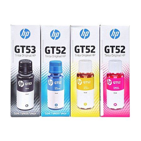 Kit 4 Refil de Tinta GT53 e GT52 ORIGINAL Para HP Smart Tank  série 350 450 510 550 610