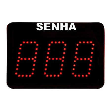 Painel de Senha  12 cm 3 dígitos - Função  Espelhamento de senhas com antena de comunicação 2,4ghz