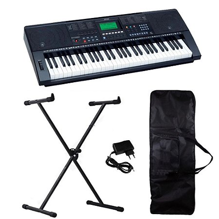 Kit Teclado Musical 61 Teclas sensitivas KeyPower Kp500 bag