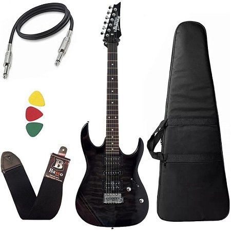 Kit Guitarra Ibanez Grx 70qa Preta com capa bag correia