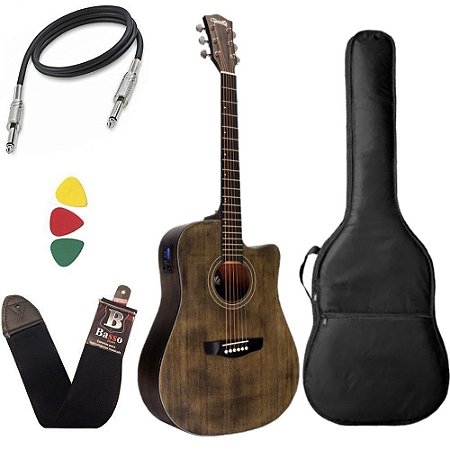 Kit Violão Tonante Ametista Tobacco Folk Elétrico Capa bag