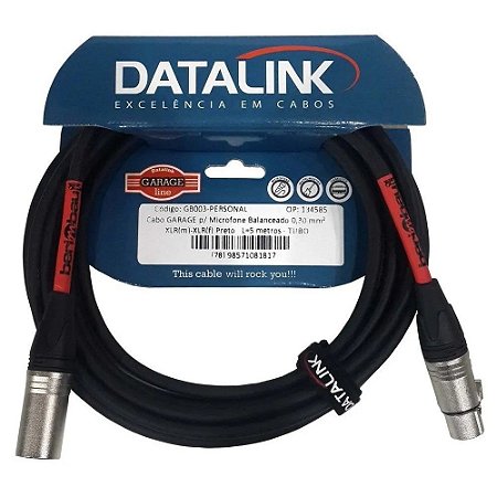 Cabo Datalink Garage Microfone Balanceado 030mm xlr 5m GB003