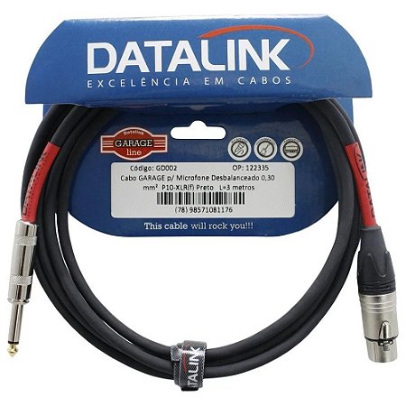 Cabo Datalink Garage Microfone 0,30 mm p10 xlr 3mt GD002