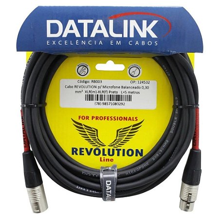 Cabo Datalink Revolution Microfone Balanceado 0,30mm xlr 5m