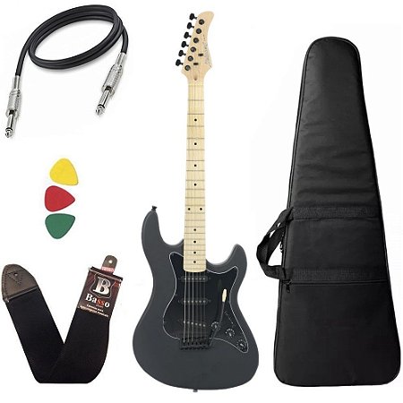 Kit Guitarra Strinberg Sts100 Preta Fosca Bks Capa