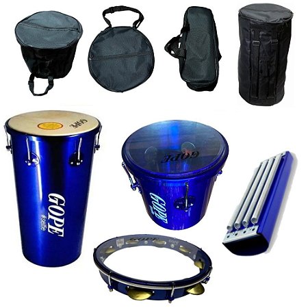 Kit Percussão Gope Rebolo 10 Repique 10 Pandeiro 12 Reco bag