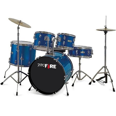 Bateria Pro Fire Bumbo 20 Azul Ferragem cromada completa