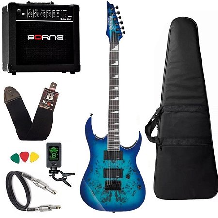 Kit Guitarra Ibanez Grgr221pa Azul Amplificador Borne G30