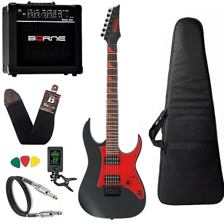 Kit Guitarra Ibanez Rg Gio Grg 131dx Preta amplificador Borne