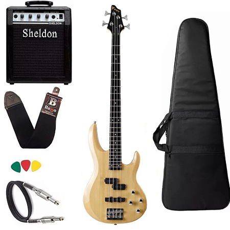 Kit Baixo Phx Bs-4 S Gn Moderna IV Natural  + Amplificador