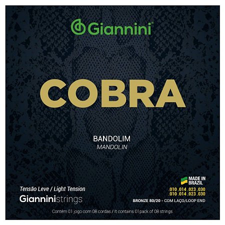 Encordoamento Bandolim Giannini Cobra Bronze 80/20 CM82 Leve