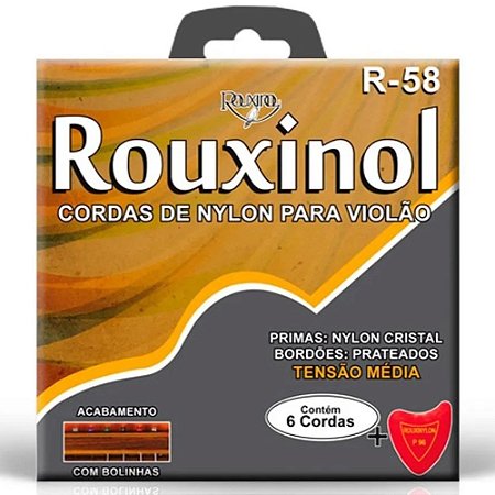 Encordoamento Rouxinol Violão Nylon Cristal Prateada Média Tensão com bolinhas R58