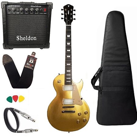 Kit Guitarra Phx Lp-5 Studio les paul Dourado + amplificador
