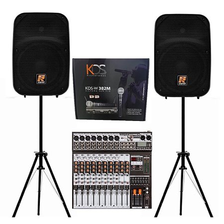 Kit Igreja 2 staner sr315 soundcraft Mic s/ fio Kadosh Kds-W 382M