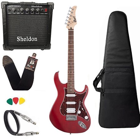 Kit Guitarra Cort G110 Black Cherry Vermelha Amplificador