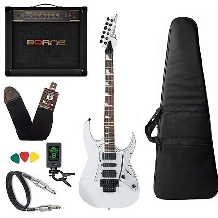 Kit Guitarra Ibanez Rg350Dxz WH Branca Amplificador