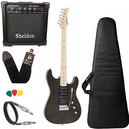 Kit Guitarra Strinberg Sgs180 Strato Amplificador Sheldon
