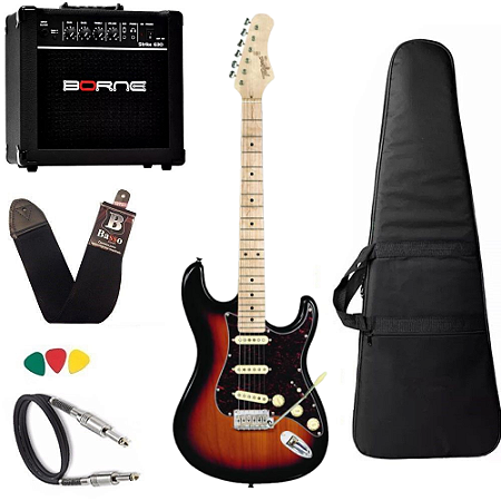 Kit Guitarra Tagima T635 Sunburst escala Clara TT Cubo Borne