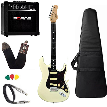 Kit Guitarra Tagima T635 Creme escala escura tt Cubo Borne