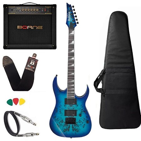 Kit Guitarra Ibanez GRGR 221PA AQB Azul Elétrica + Vorax 1050