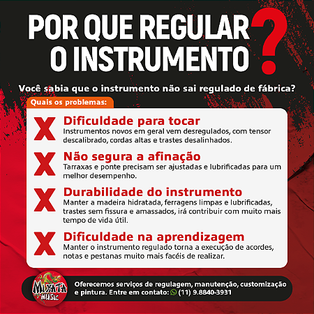 LUTHIER Regulagem e inspeção c/ desconto (assista o vídeo)