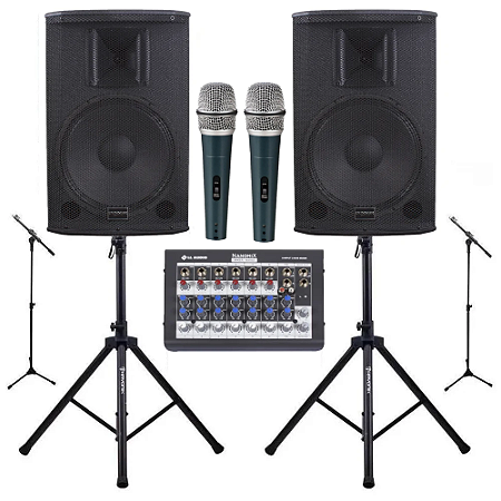 Kit Igreja até 200 pessoas Donner Saga 12 pedestais + Mesa + 2 Mic