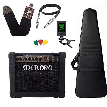 Kit Guitarra Meteoro 35gs 35w Amplificador Bag Correia Cabo Afinador