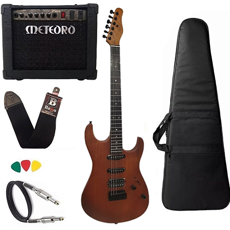 Kit Guitarra Tagima Stella Mahogany escura + caixa meteoro