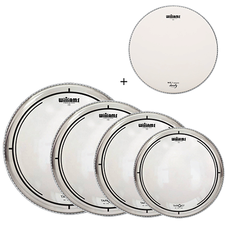 Kit Pele Bateria Williams Target Clear 10 12 14 13 cx bumbo 18 p/ Garage Gig