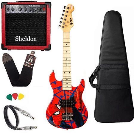 Kit Guitarra infantil Homem Aranha Phx Marvel + Amplificador