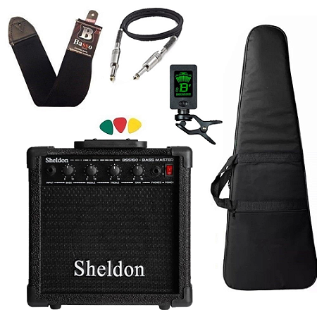 Kit Baixo Sheldon Bss150 Amplificador Bag Correia Cabo Afinador