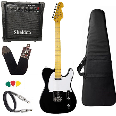 Kit Guitarra Phx TL-2 Telecaster Vintage Preta Amplificador