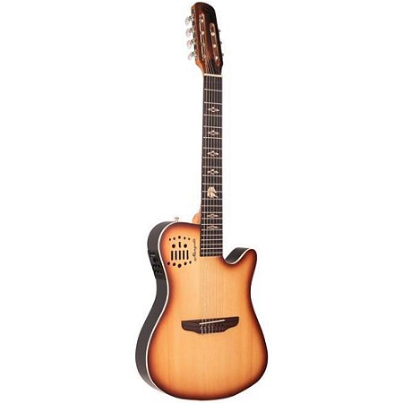 Violao flat Marques 7 Cordas Nylon 7 VN145 NBEQ natural sombra cap Fishman