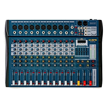 Mesa de Som 12 canais profissional KSR K-M1202 gravação