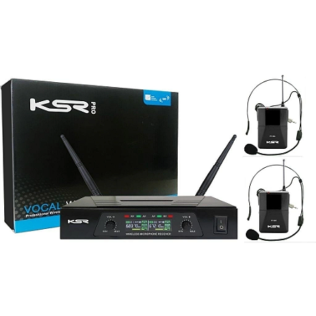 Microfone Sem Fio headset duplo cabeça uff Ksr Kt02-H
