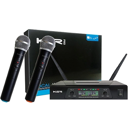 Microfone Sem Fio duplo de mão uhf KSR Kt02-M