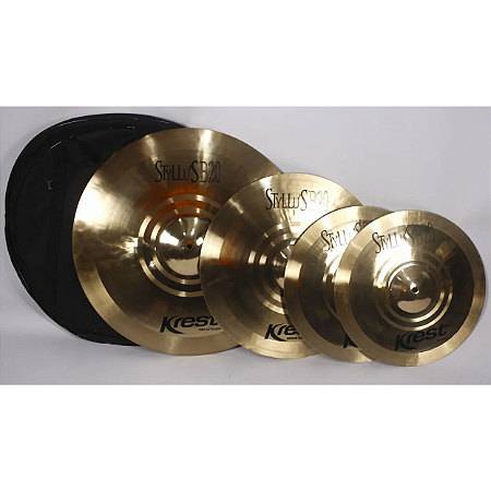 Kit Set pratos Krest Styllus B20 Hihat 15 Crash 18 Ride 22 + Bag