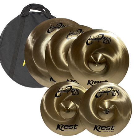 Kit Set pratos Krest infinity B20 Hihat 14 Crash 18 e 16 Ride 20 + Bag