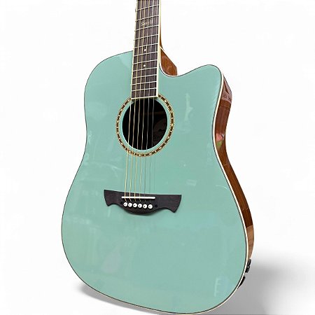 Violão Tagima Swell Deluxe Turquoise Green folk tampo sólido