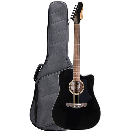 Violão Tagima Swell Deluxe Preto folk tampo sólido + bag