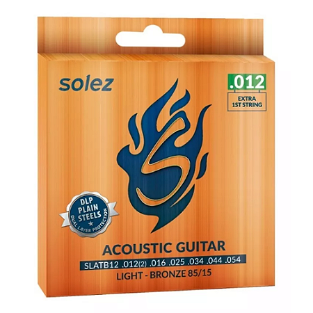 Encordoamento violão aço 012 Solez SLATB12 DLP + corda extra mi