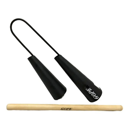 Agogo Duplo Gope Preto Profissional Com Baqueta 678