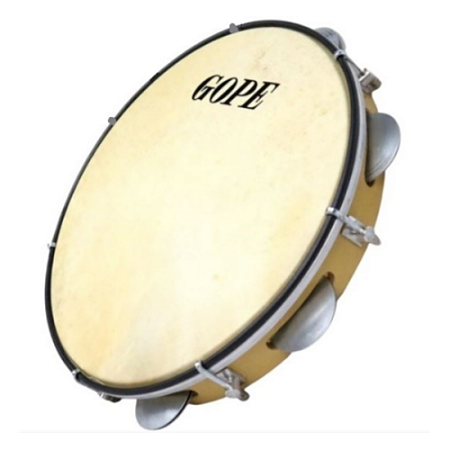 Pandeiro Gope 11'' corpo madeira Pele Animal 632pea